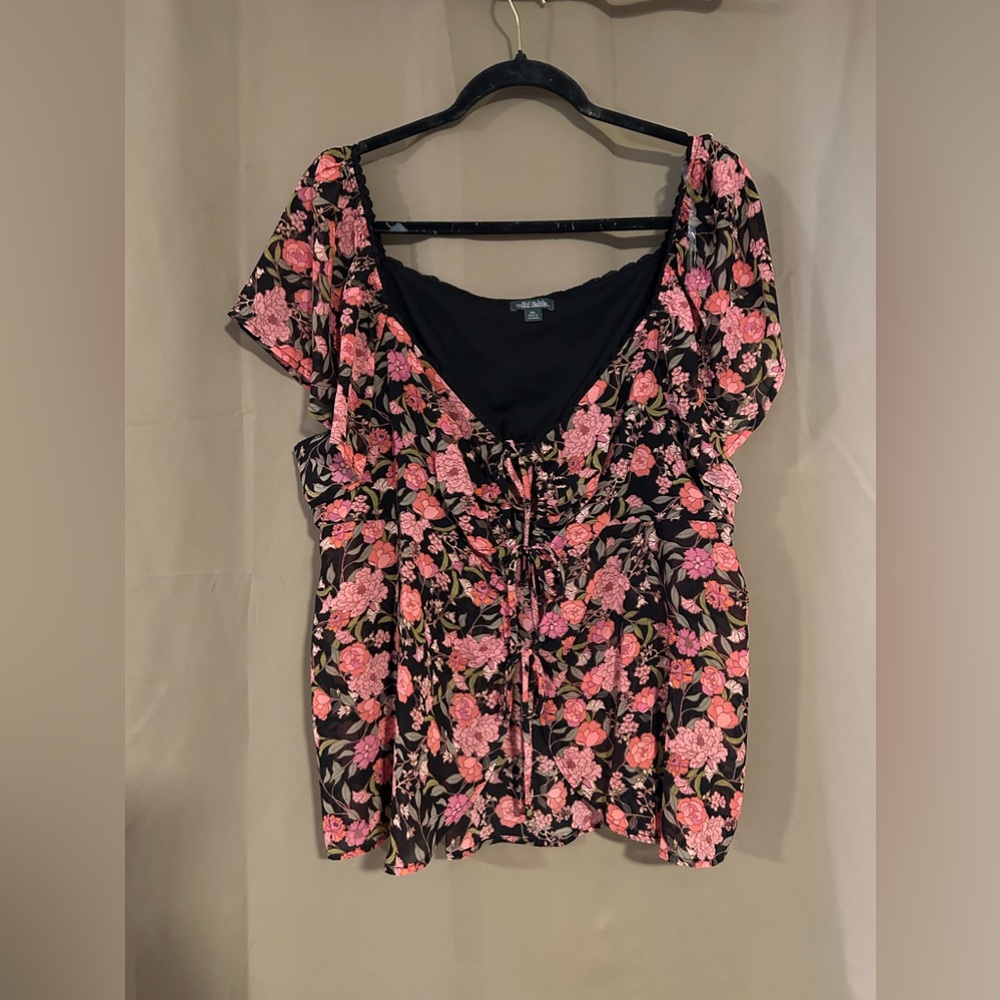 Tie Front Floral Blouse